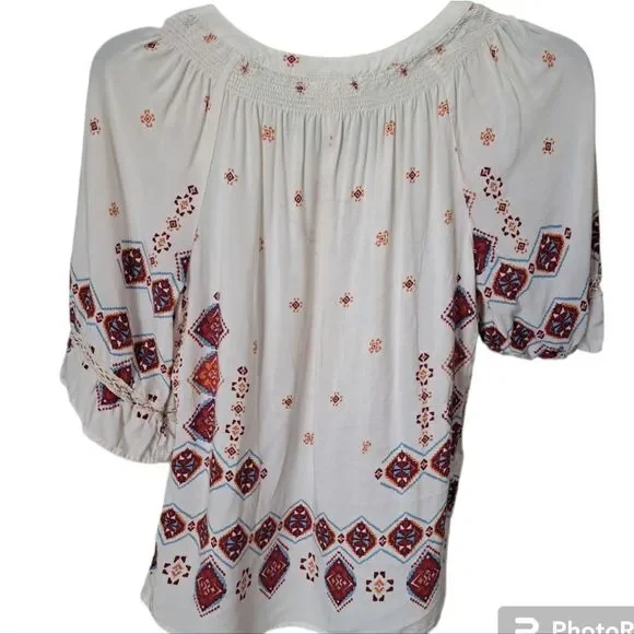 ANTHROPOLOGIE Fig and Flower Peasent Tunic Tie Top Blouse - Picture 3 of 10